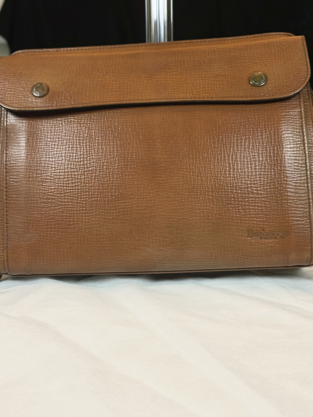 Vintage Burberrys of London Brown Leather Wristlet Clutch Bag